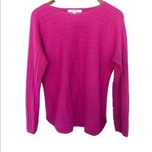 Foxcroft Pink Cable Knit Ribbed Dolman Sweater
